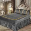 3 Piece Emboss Velvet Applic Bridal Bedset Grey on the bed