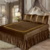 3 Piece Emboss Velvet Applic Bridal Bedset Mehndi on the bed