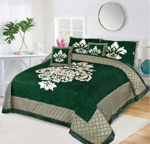 5PC Velvet Jacquard is on the bed