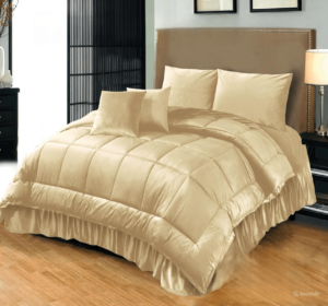 6-Piece-Bridal-Embossed-Velvet-Frill-Razai-Set Cream is on the bed